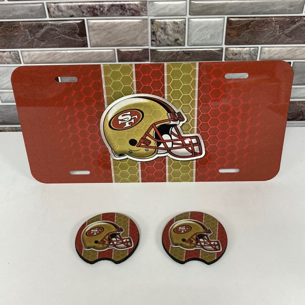 COPY - COPY - San Francisco 49ers License Plate With Cup Holder Inserts